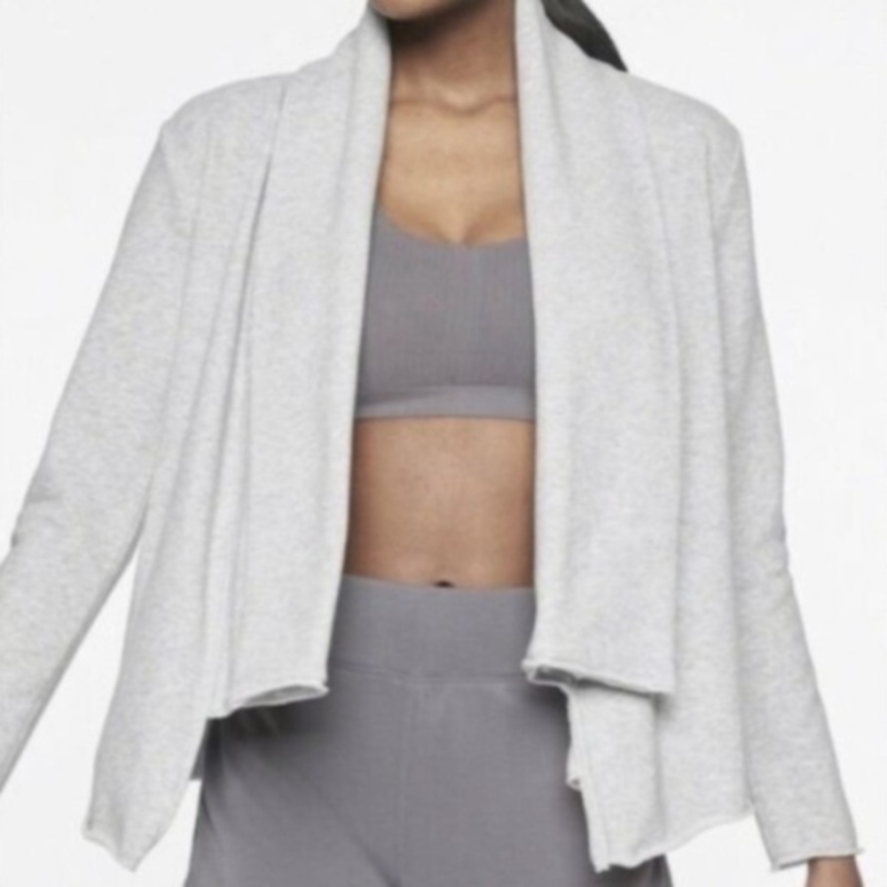 Athleta ‘Tranquility Wrap’ French Terry Cardigan Sweater in Gray Size XS